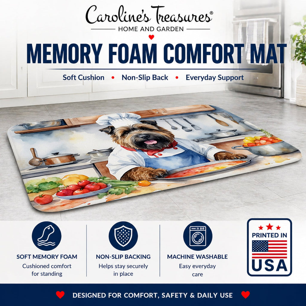 Bouvier des Flandres The Chef Memory Foam Kitchen Mat Machine Washable Anti-Fatigue Cushion Comfort Bath or Kitchen Rug