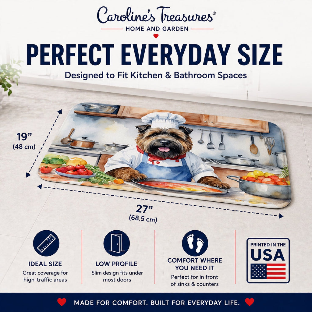 Bouvier des Flandres The Chef Memory Foam Kitchen Mat Machine Washable Anti-Fatigue Cushion Comfort Bath or Kitchen Rug