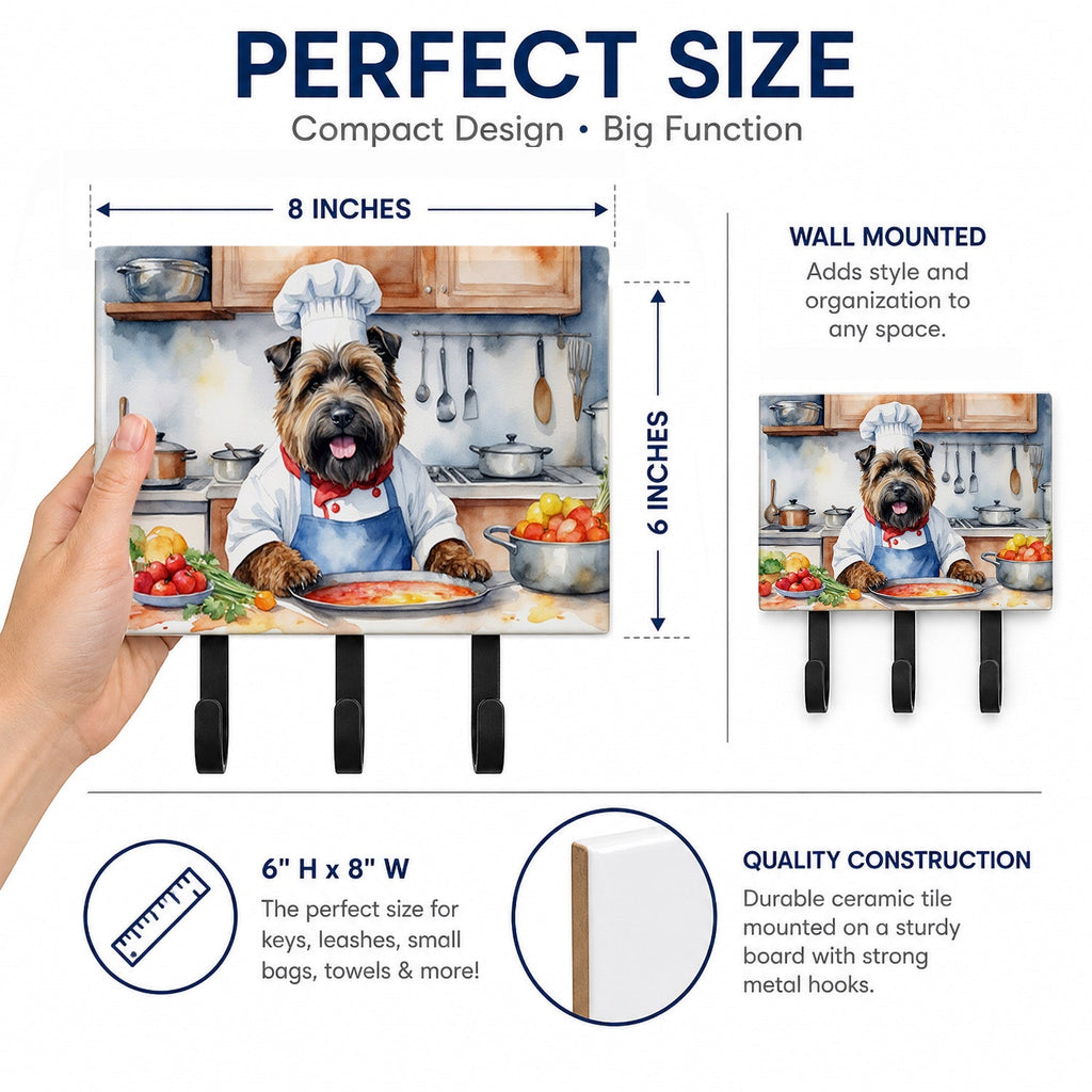 Bouvier des Flandres The Chef Leash or Key Holder Wall Hooks, Coat Rack Wall Mount, for Hanging Keys, Towels, Aprons, Leashes