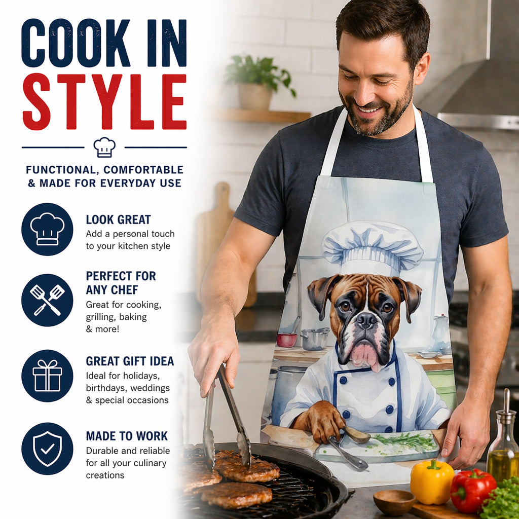 Boxer The Chef Apron Cooking Kitchen Server Baking Crafts Gardening for Adult Women Men, Unisex, Large, Multicolor