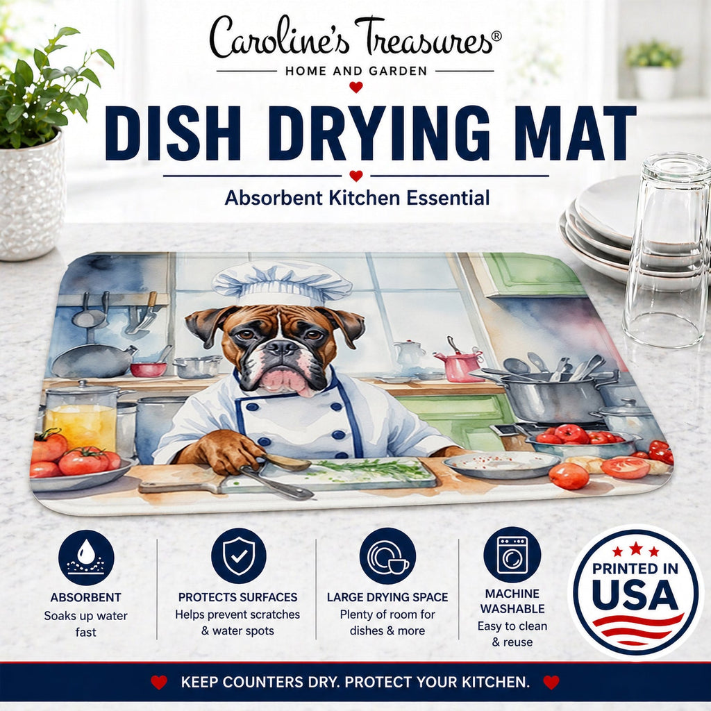 Boxer The Chef Dish Drying Mat Absorbent Dish Drying Mat Pad for Kitchen Counter Dish Drainer Mat for Countertop, 14 x 21", Multicolor