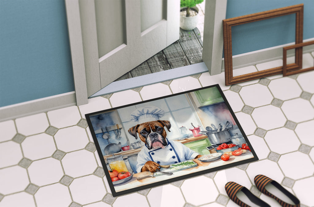 Boxer The Chef Doormat Indoor Outdoor 24H X 36W Front Door Mat Rugs for Entryway, Non Slip Washable Low Pile,