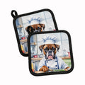 Boxer The Chef Pot Holder Set of 2 Heat Resistant Quilted Hot Pads 7.5 x 7.5 Inch, Insulated Kitchen Trivets for Cooking & Baking
