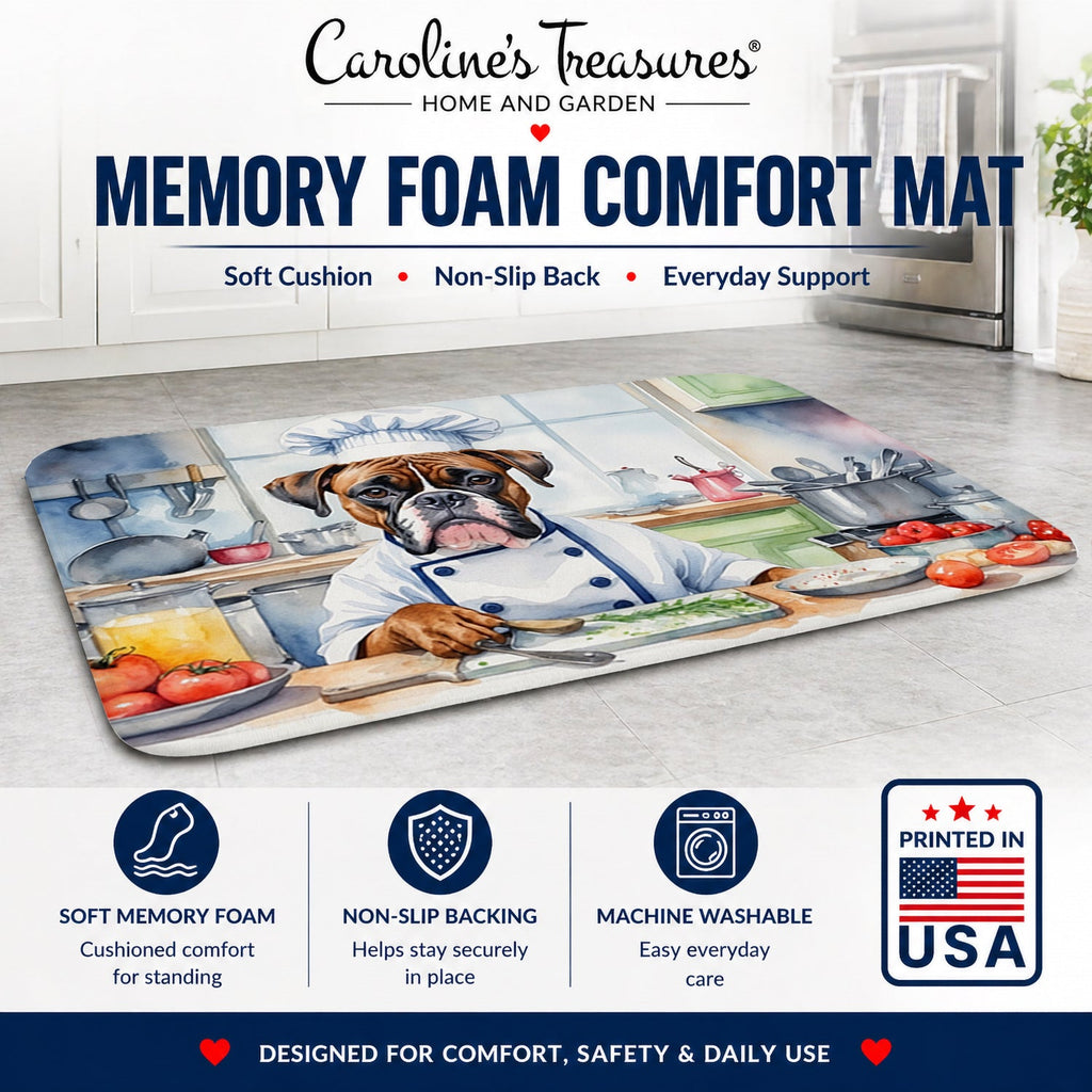 Boxer The Chef Memory Foam Kitchen Mat Machine Washable Anti-Fatigue Cushion Comfort Bath or Kitchen Rug