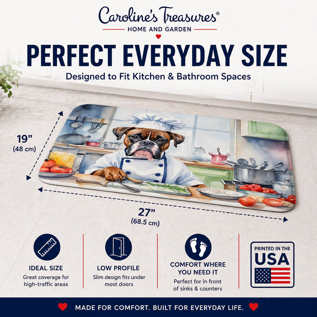 Boxer The Chef Memory Foam Kitchen Mat Machine Washable Anti-Fatigue Cushion Comfort Bath or Kitchen Rug