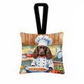 Boykin Spaniel The Chef Hanging Square Fabric Ornament 3.5 × 3.5 Decorative Door-Knob & Tree Hanger, Soft Fabric