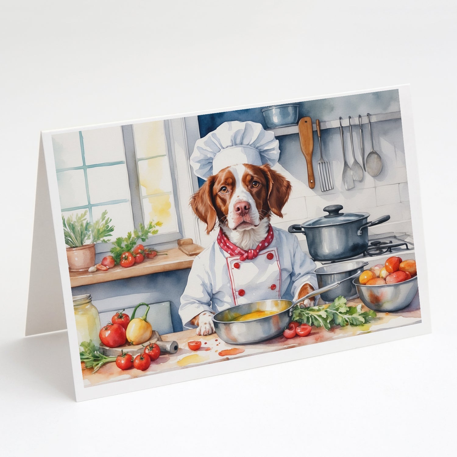 Brittany Spaniel The Chef Greeting Cards Pack of 8 Blank Cards with Envelopes Whimsical A7 Size 5x7