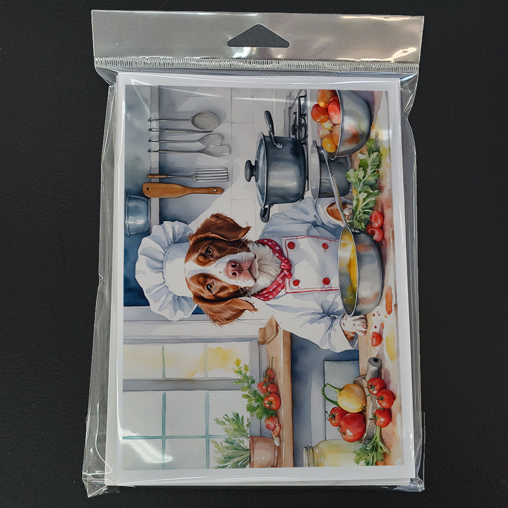 Brittany Spaniel The Chef Greeting Cards Pack of 8 Blank Cards with Envelopes Whimsical A7 Size 5x7