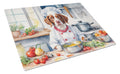 Brittany Spaniel The Chef Cutting Board Tempered Glass Kitchen Cutting Surface, Heat Resistant Chopping, Non-Slip Feet, Food Prep & Serving