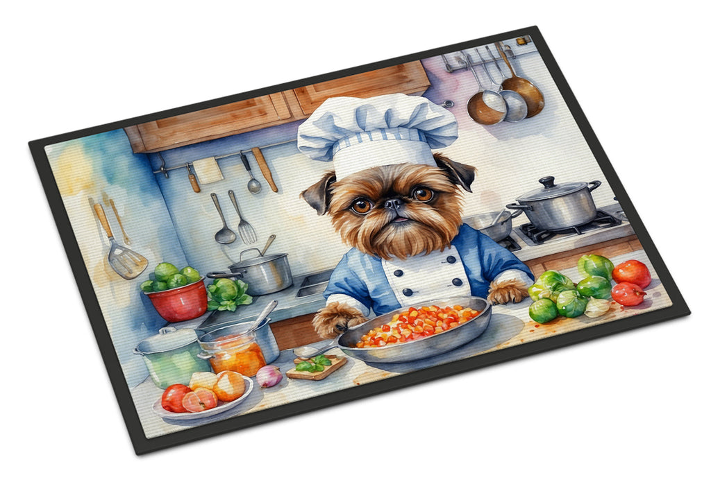Brussels Griffon The Chef Doormat Indoor Outdoor 18H X 27W Front Door Mat Rugs for Entryway, Non Slip Washable