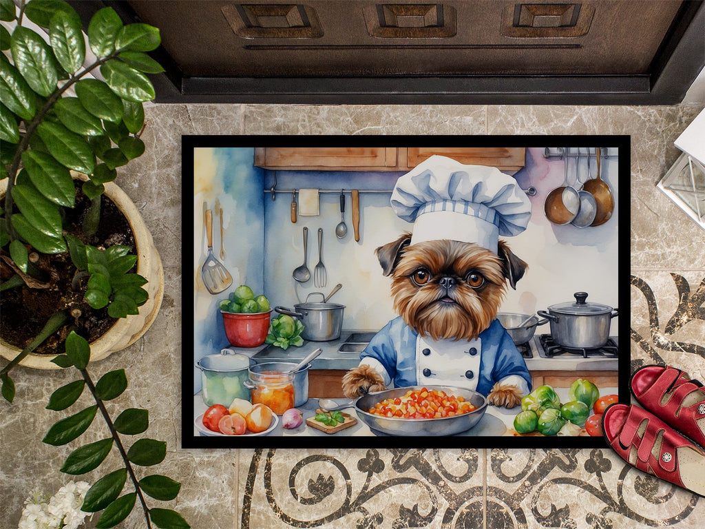 Brussels Griffon The Chef Doormat Indoor Outdoor 18H X 27W Front Door Mat Rugs for Entryway, Non Slip Washable