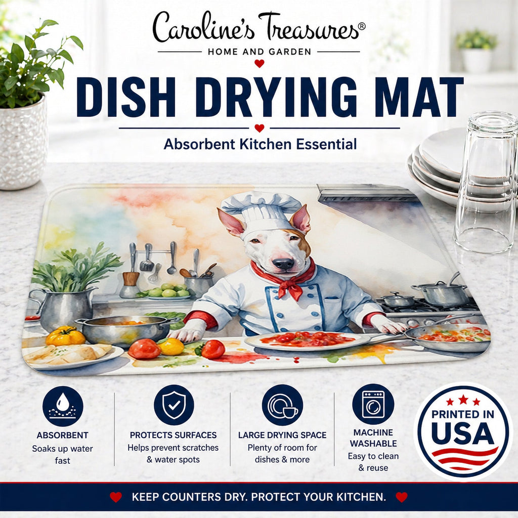 Bull Terrier The Chef Dish Drying Mat Absorbent Dish Drying Mat Pad for Kitchen Counter Dish Drainer Mat for Countertop, 14 x 21", Multicolor