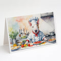 Bull Terrier The Chef Greeting Cards Pack of 8 Blank Cards with Envelopes Whimsical A7 Size 5x7
