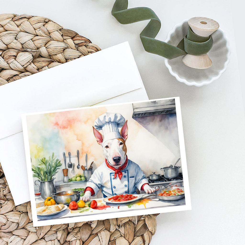Bull Terrier The Chef Greeting Cards Pack of 8 Blank Cards with Envelopes Whimsical A7 Size 5x7