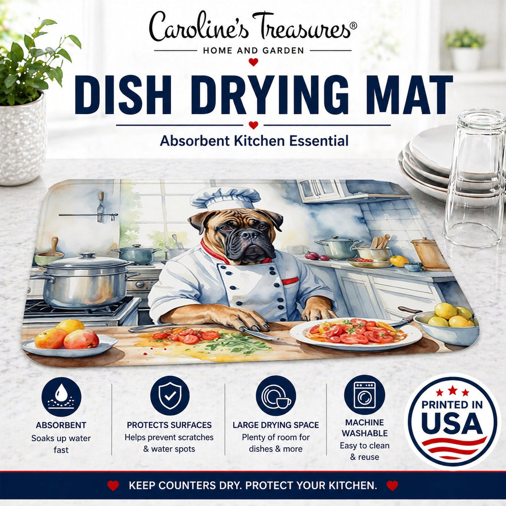 Bullmastiff The Chef Dish Drying Mat Absorbent Dish Drying Mat Pad for Kitchen Counter Dish Drainer Mat for Countertop, 14 x 21", Multicolor