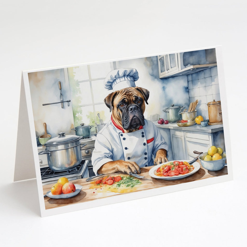 Bullmastiff The Chef Greeting Cards Pack of 8 Blank Cards with Envelopes Whimsical A7 Size 5x7