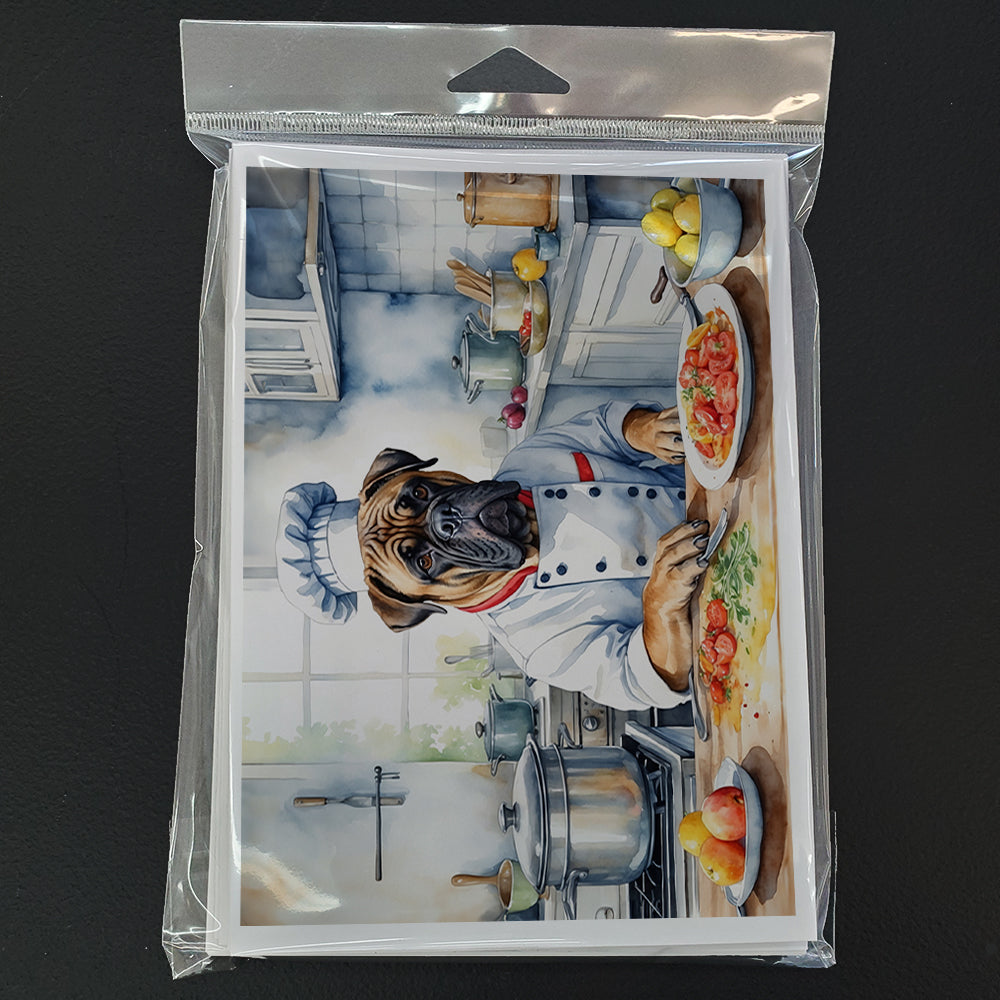 Bullmastiff The Chef Greeting Cards Pack of 8 Blank Cards with Envelopes Whimsical A7 Size 5x7