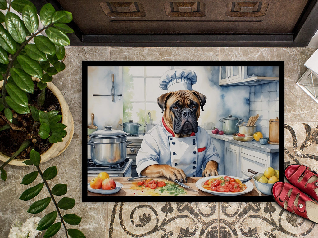 Bullmastiff The Chef Doormat Indoor Outdoor 18H X 27W Front Door Mat Rugs for Entryway, Non Slip Washable