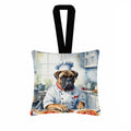 Bullmastiff The Chef Hanging Square Fabric Ornament 3.5 × 3.5 Decorative Door-Knob & Tree Hanger, Soft Fabric