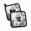 Bullmastiff The Chef Pot Holder Set of 2 Heat Resistant Quilted Hot Pads 7.5 x 7.5 Inch, Insulated Kitchen Trivets for Cooking & Baking