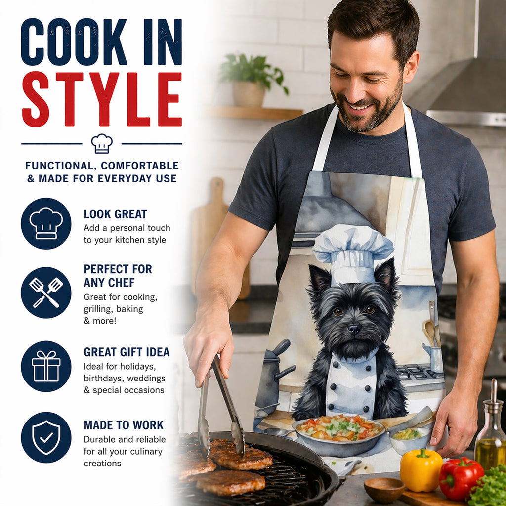 Cairn Terrier The Chef Apron Cooking Kitchen Server Baking Crafts Gardening for Adult Women Men, Unisex, Large, Multicolor