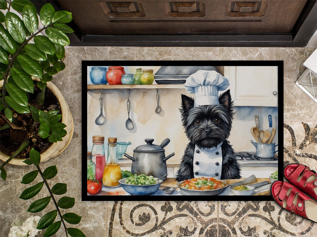 Cairn Terrier The Chef Doormat Indoor Outdoor 24H X 36W Front Door Mat Rugs for Entryway, Non Slip Washable Low Pile,