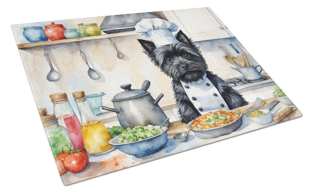 Cairn Terrier The Chef Cutting Board Tempered Glass Kitchen Cutting Surface, Heat Resistant Chopping, Non-Slip Feet, Food Prep & Serving