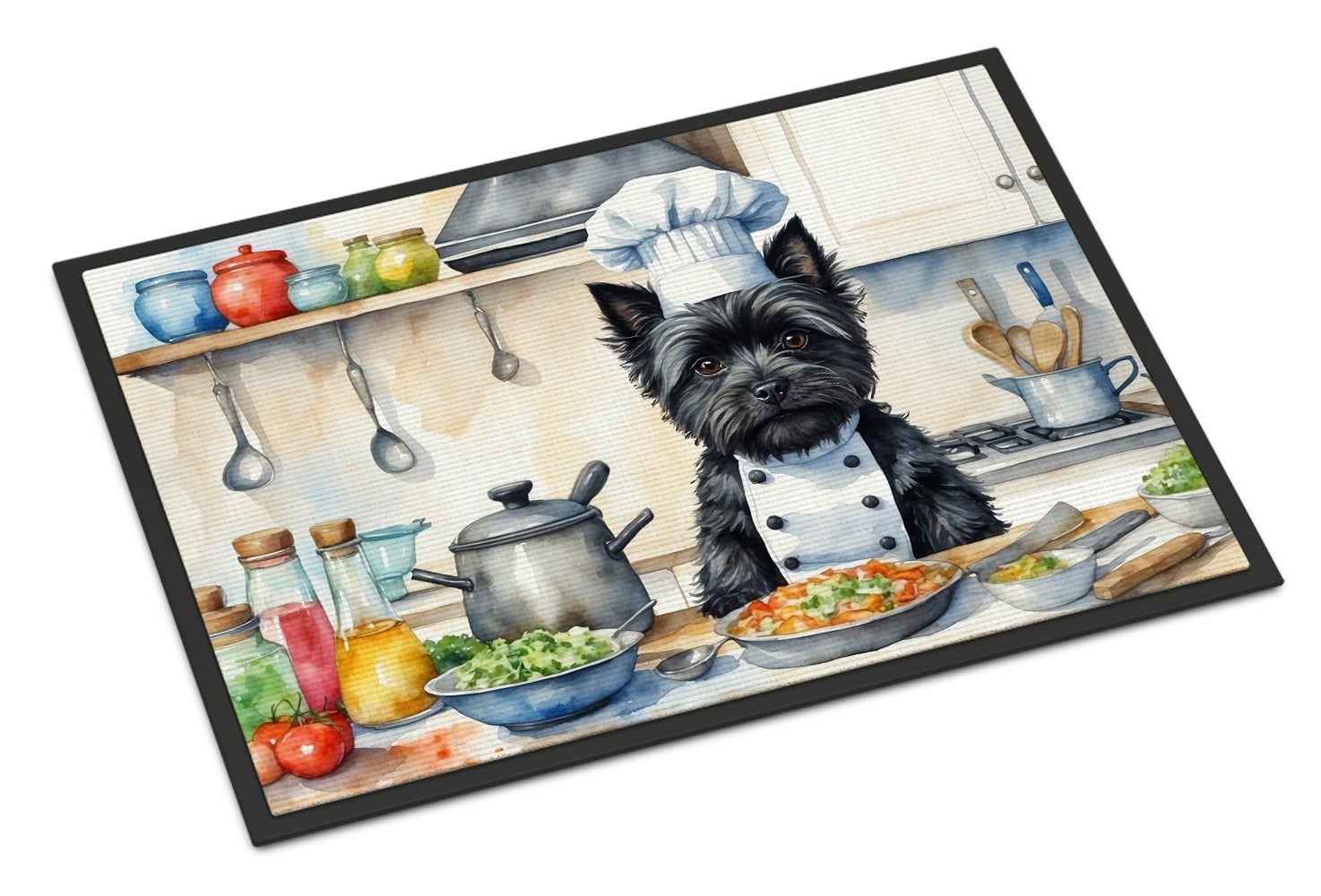 Cairn Terrier The Chef Doormat Indoor Outdoor 18H X 27W Front Door Mat Rugs for Entryway, Non Slip Washable
