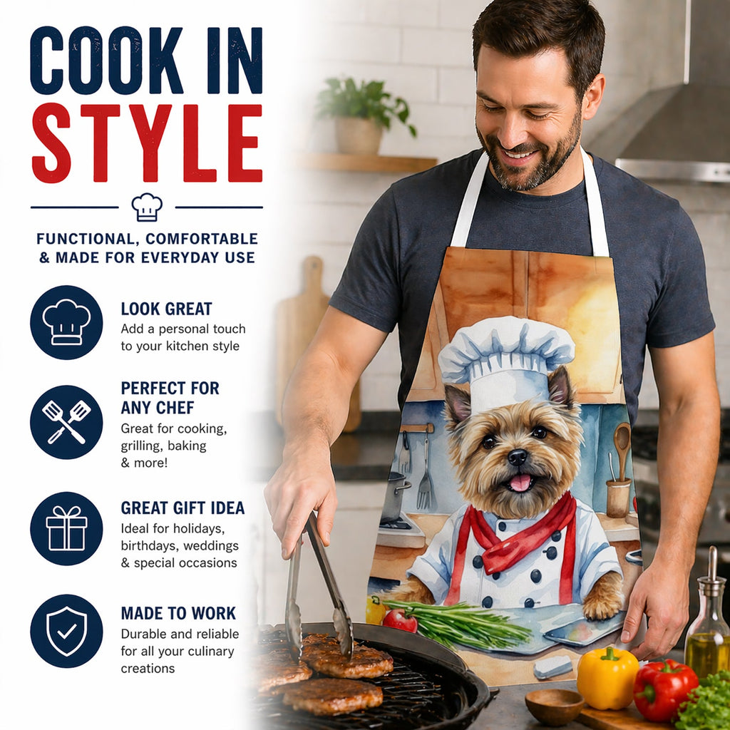 Cairn Terrier The Chef Apron Cooking Kitchen Server Baking Crafts Gardening for Adult Women Men, Unisex, Large, Multicolor