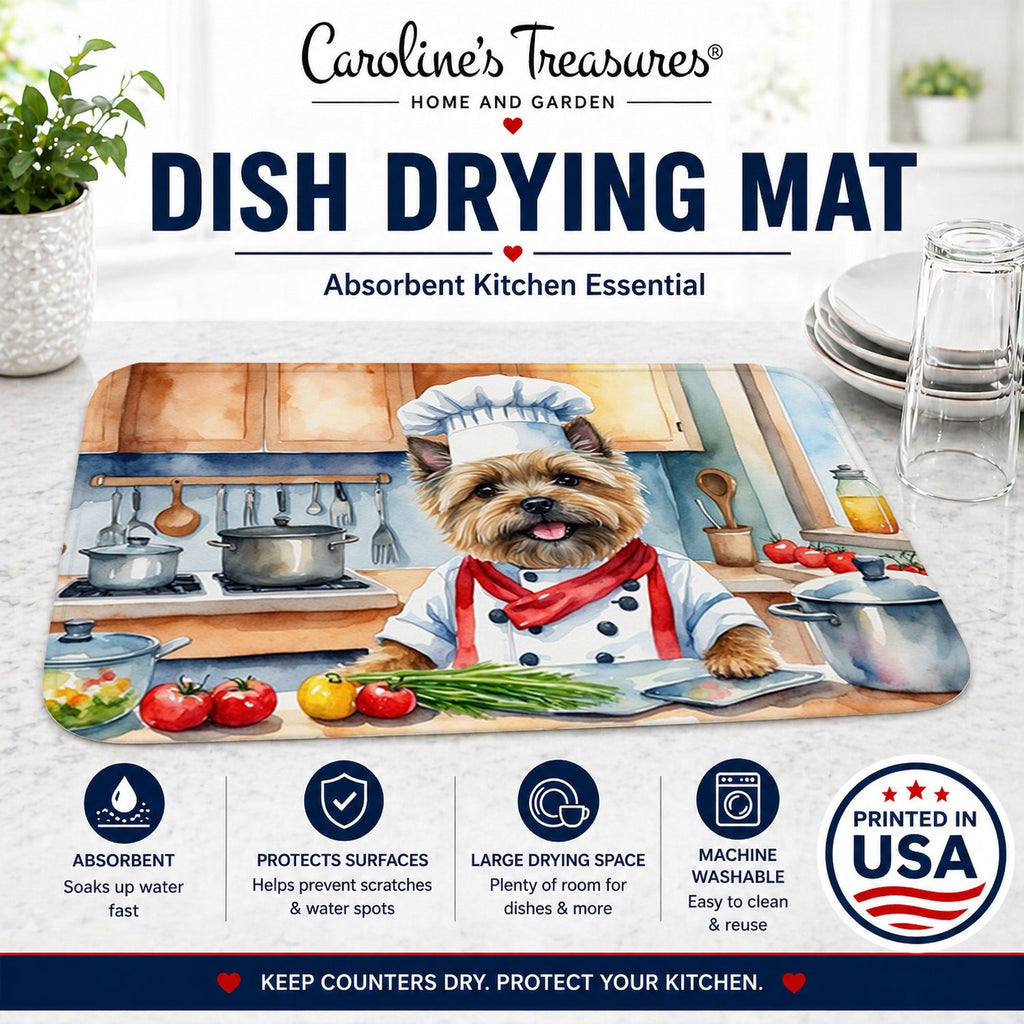 Cairn Terrier The Chef Dish Drying Mat Absorbent Dish Drying Mat Pad for Kitchen Counter Dish Drainer Mat for Countertop, 14 x 21", Multicolor