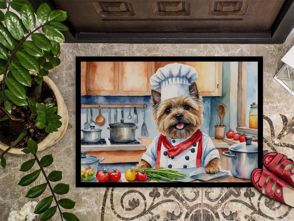 Cairn Terrier The Chef Doormat Indoor Outdoor 18H X 27W Front Door Mat Rugs for Entryway, Non Slip Washable