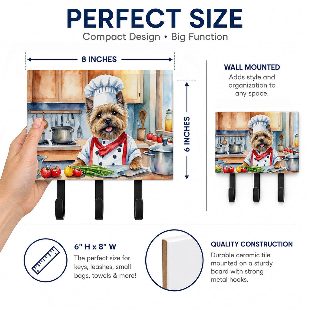 Cairn Terrier The Chef Leash or Key Holder Wall Hooks, Coat Rack Wall Mount, for Hanging Keys, Towels, Aprons, Leashes