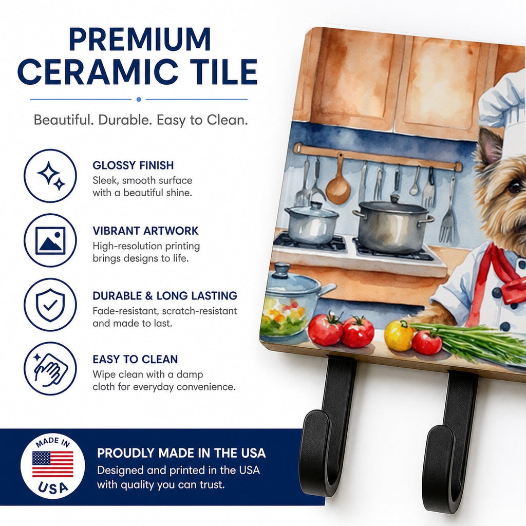 Cairn Terrier The Chef Leash or Key Holder Wall Hooks, Coat Rack Wall Mount, for Hanging Keys, Towels, Aprons, Leashes