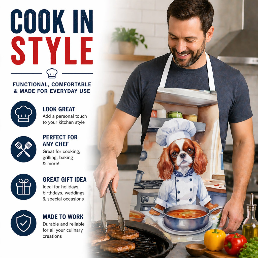 Cavalier Spaniel The Chef Apron Cooking Kitchen Server Baking Crafts Gardening for Adult Women Men, Unisex, Large, Multicolor