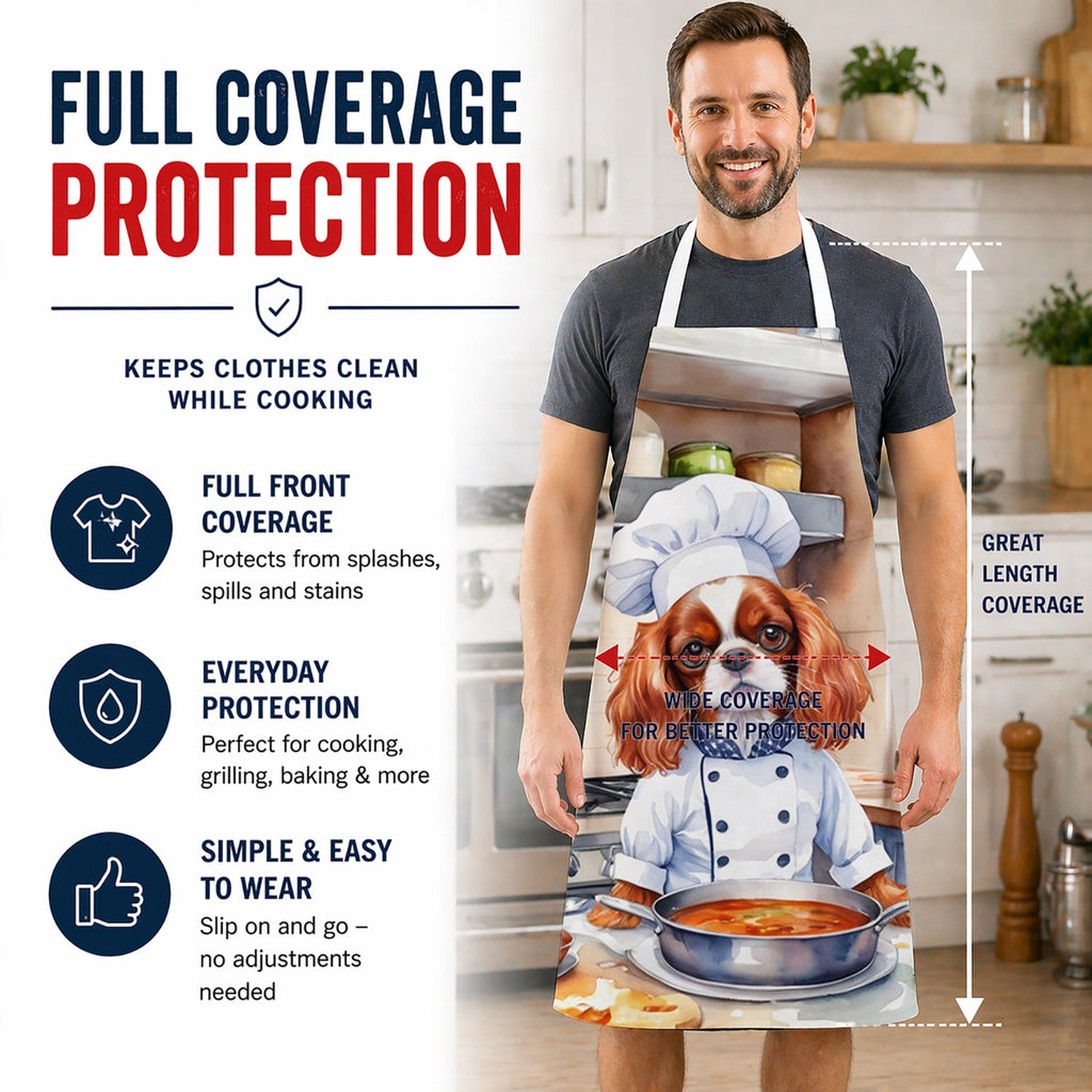 Cavalier Spaniel The Chef Apron Cooking Kitchen Server Baking Crafts Gardening for Adult Women Men, Unisex, Large, Multicolor
