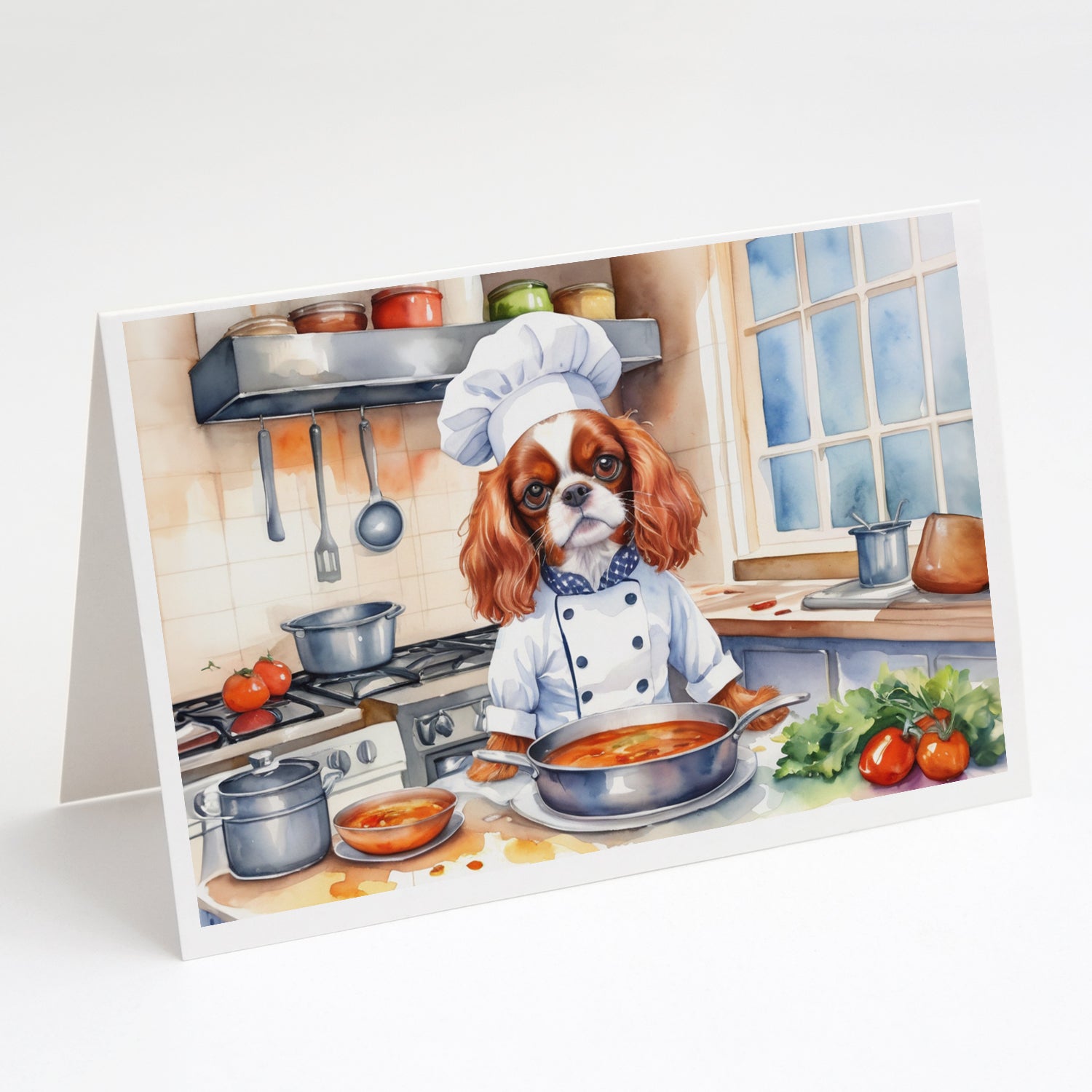 Cavalier Spaniel The Chef Greeting Cards Pack of 8 Blank Cards with Envelopes Whimsical A7 Size 5x7