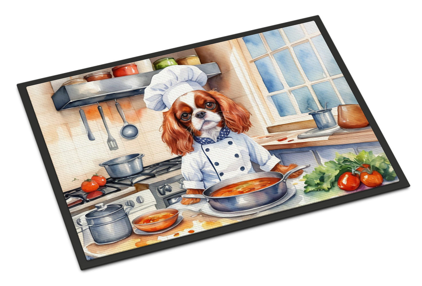 Cavalier Spaniel The Chef Doormat Indoor Outdoor 24H X 36W Front Door Mat Rugs for Entryway, Non Slip Washable Low Pile,