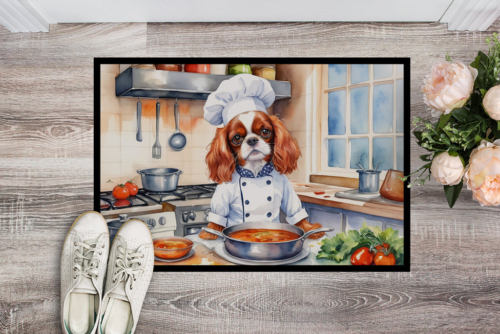 Cavalier Spaniel The Chef Doormat Indoor Outdoor 24H X 36W Front Door Mat Rugs for Entryway, Non Slip Washable Low Pile,