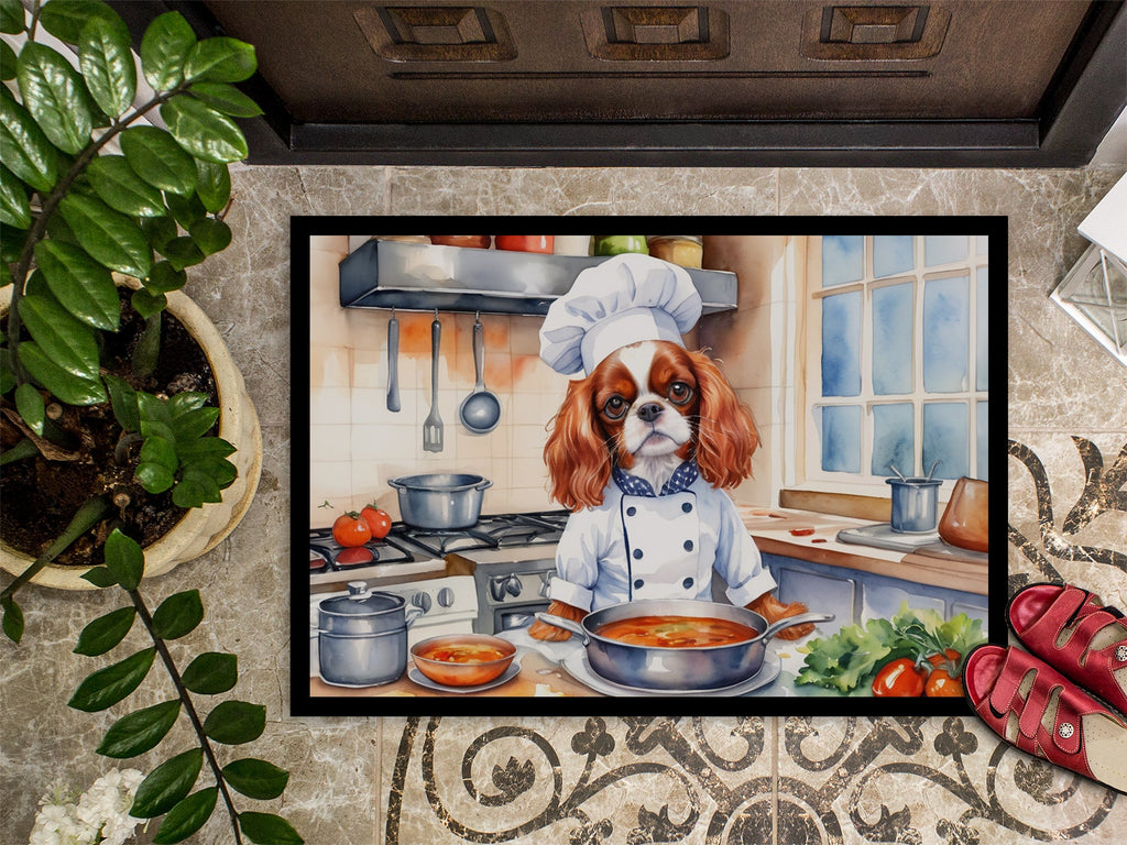 Cavalier Spaniel The Chef Doormat Indoor Outdoor 24H X 36W Front Door Mat Rugs for Entryway, Non Slip Washable Low Pile,