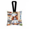 Cavalier Spaniel The Chef Hanging Square Fabric Ornament 3.5 × 3.5 Decorative Door-Knob & Tree Hanger, Soft Fabric