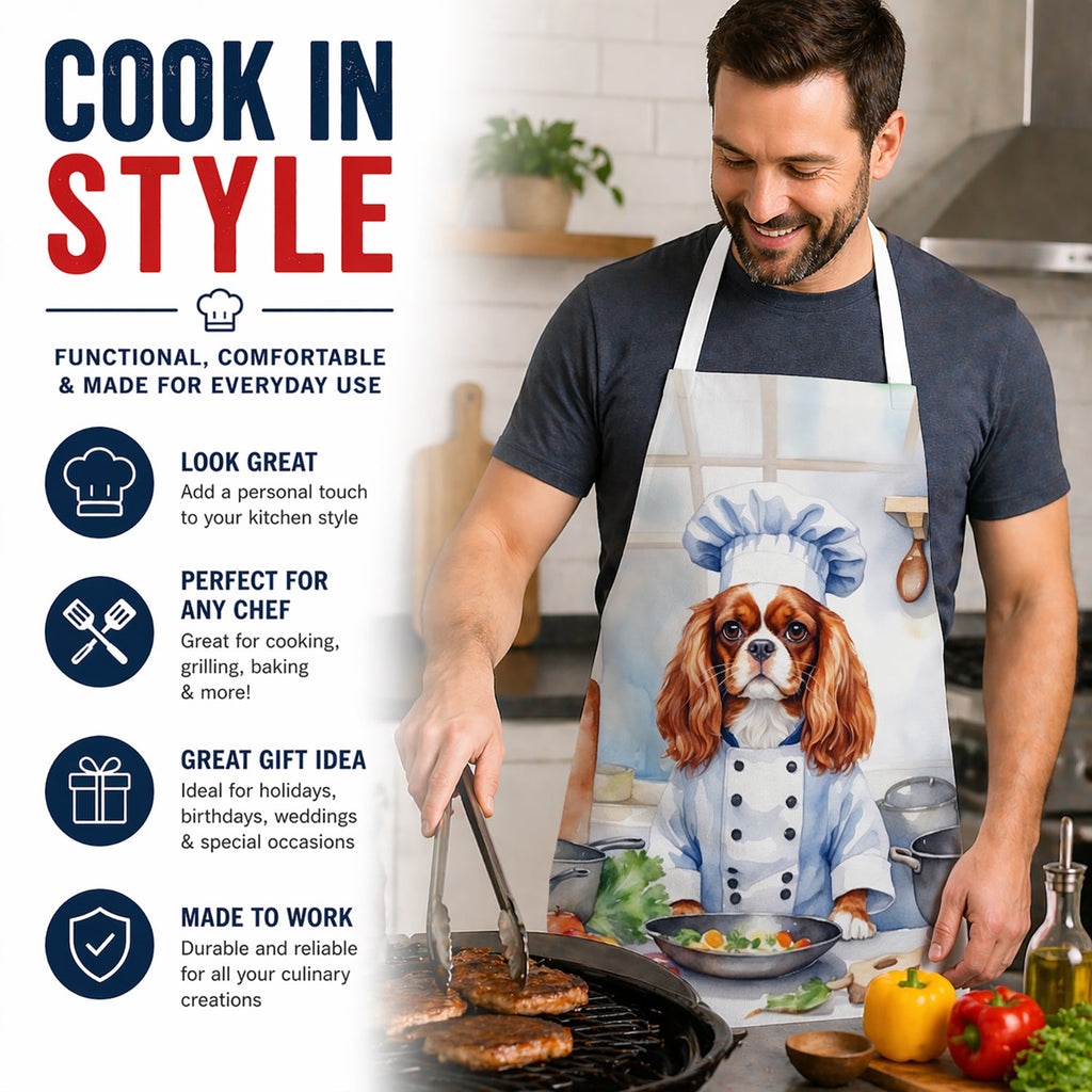 Cavalier Spaniel The Chef Apron Cooking Kitchen Server Baking Crafts Gardening for Adult Women Men, Unisex, Large, Multicolor