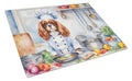 Cavalier Spaniel The Chef Cutting Board Tempered Glass Kitchen Cutting Surface, Heat Resistant Chopping, Non-Slip Feet, Food Prep & Serving