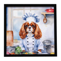 Cavalier Spaniel The Chef Framed Metal Print Bathroom, Kitchen, Office, Home Decor Wall Art Ready to Hang, Square, 8X8
