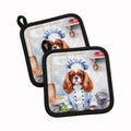 Cavalier Spaniel The Chef Pot Holder Set of 2 Heat Resistant Quilted Hot Pads 7.5 x 7.5 Inch, Insulated Kitchen Trivets for Cooking & Baking