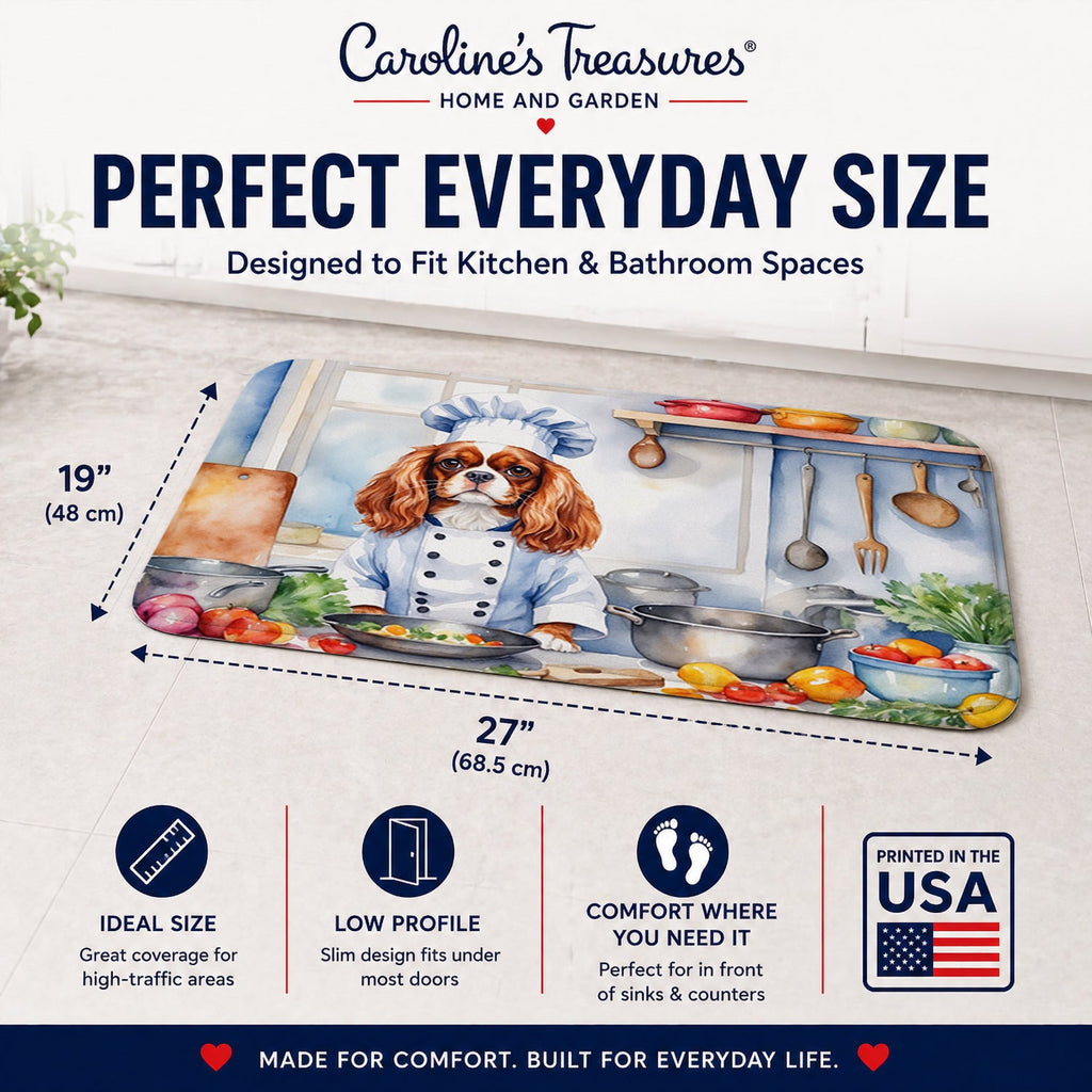 Cavalier Spaniel The Chef Memory Foam Kitchen Mat Machine Washable Anti-Fatigue Cushion Comfort Bath or Kitchen Rug