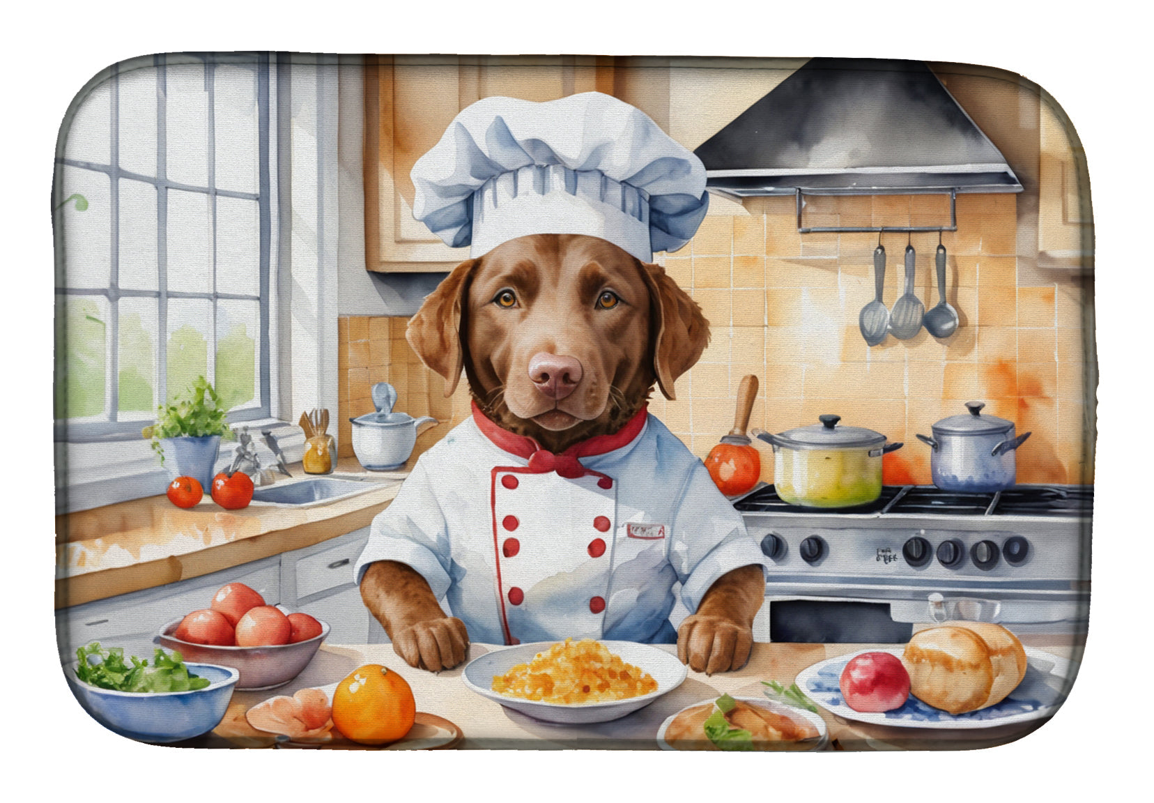 Chesapeake Bay Retriever The Chef Dish Drying Mat Absorbent Dish Drying Mat Pad for Kitchen Counter Dish Drainer Mat for Countertop, 14 x 21", Multicolor