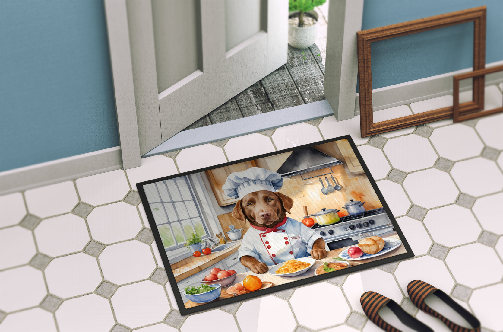 Chesapeake Bay Retriever The Chef Doormat Indoor Outdoor 24H X 36W Front Door Mat Rugs for Entryway, Non Slip Washable Low Pile,