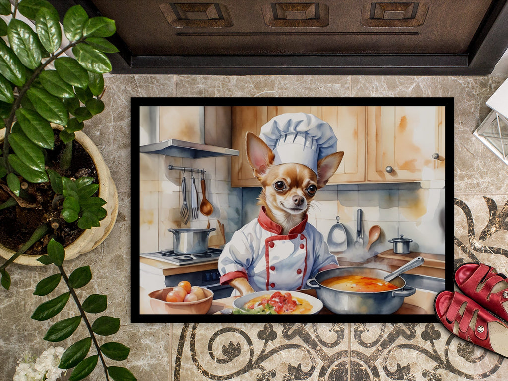 Chihuahua The Chef Doormat Indoor Outdoor 24H X 36W Front Door Mat Rugs for Entryway, Non Slip Washable Low Pile,