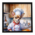 Chihuahua The Chef Framed Metal Print Bathroom, Kitchen, Office, Home Decor Wall Art Ready to Hang, Square, 8X8
