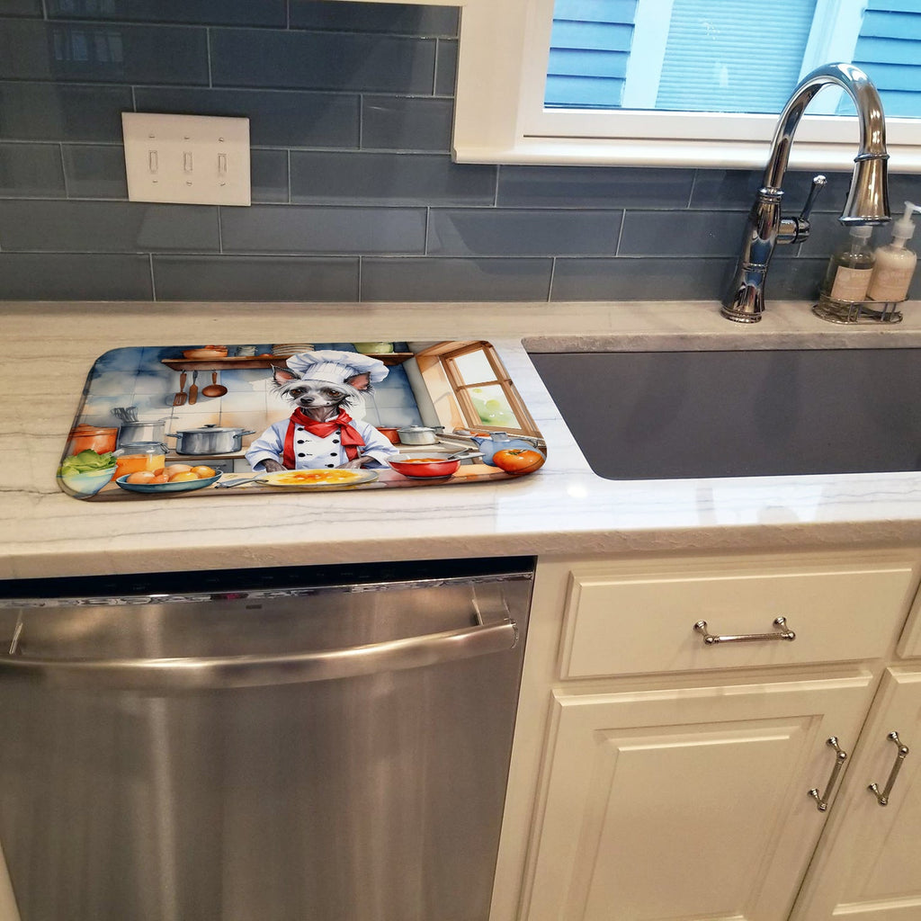 Chinese Crested The Chef Dish Drying Mat Absorbent Dish Drying Mat Pad for Kitchen Counter Dish Drainer Mat for Countertop, 14 x 21", Multicolor